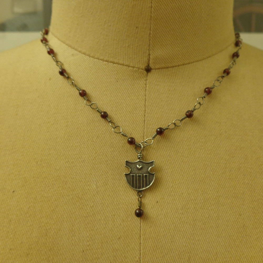 Vintage 90's Purple Beaded Necklace  Silver Charm